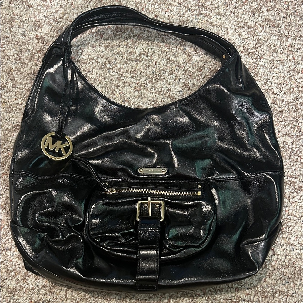 Michael Kors Shiny Black Hobo Bag